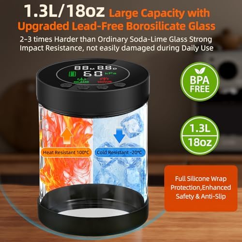 Automatic Vacuum Coffee Canister, 1.3L Coffee Container with LED Display