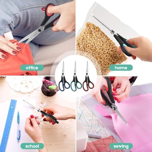 iBayam 8.5" All Purpose Sharp Black Scissors, Comfort-Grip Handles, 24-Pack