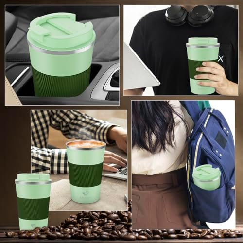 CS COSDDI 12 oz Coffee mug - Stainless Steel Coffee Cup with Leakproof Lid