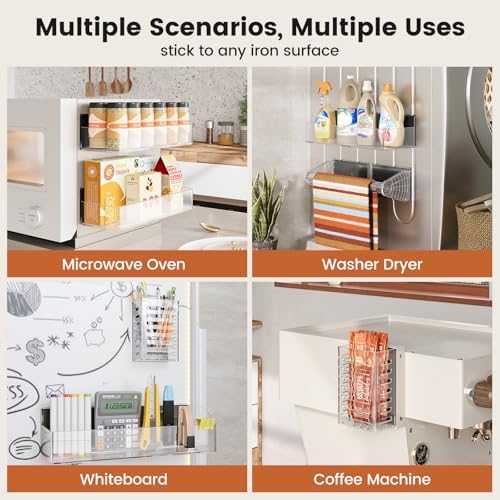 Mystozer Magnetic Spice Rack for Refrigerator Clear, 4 Pack