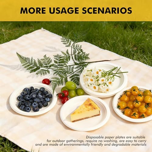 RACETOP Compostable Small Paper Plates 6 Inch [100 Pack]