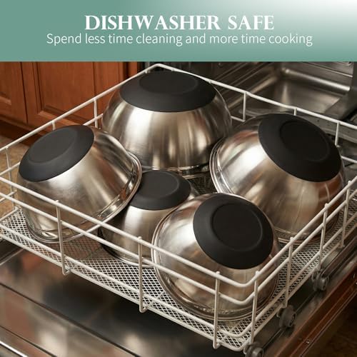 3-Piece Black Stainless Steel Mixing Bowls Set with Non-Slip Silicone Base