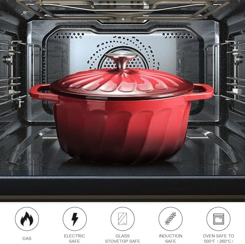 Enameled Cast Iron Dutch Oven Pot with Lid, 3 QT Small Dutch Oven
