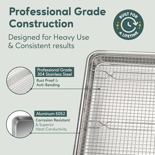 Ultra Cuisine Aluminum Baking Sheet with Cooling Rack Set, 13'' x 18''