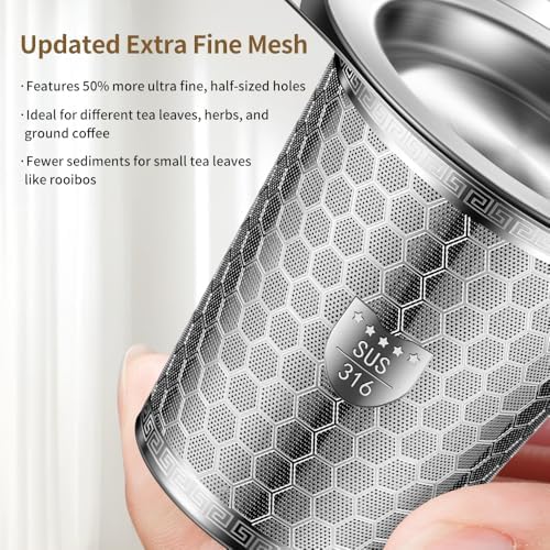2Pack Tea Infuser Strainers, 316 Stainless Steel Loose Leaf Tea Strainer Stepper with Double Handles, Extra Fine Mesh Ball Infusers, Diffuser Holder Filter for Mugs