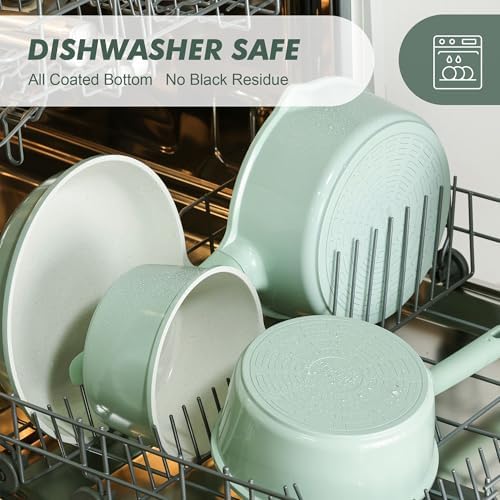 SENSARTE Ceramic Nonstick Saucepan with Lid 2.0QT, PTFE/PFAS Free, Green