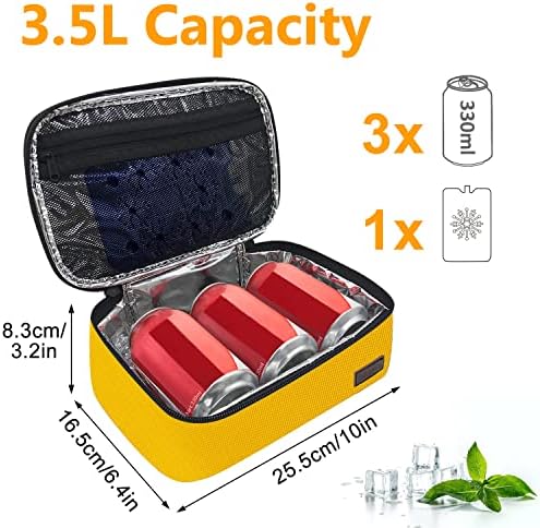 Gloppie Small Lunch Bag, Insulated Lunch Box for Adults & Kids, Yellow