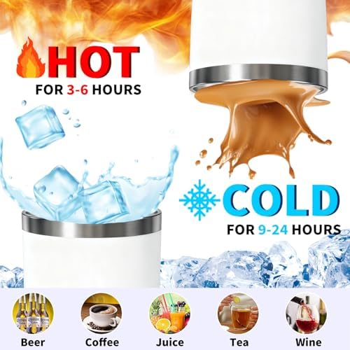 HAOLI 1 Pack 20oz Stainless Steel Tumbler with Lid/White
