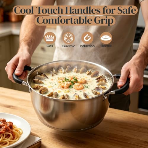 AOSION 6 Quart Deep Fryer Pot with Basket, Stainless Steel Stock Pot