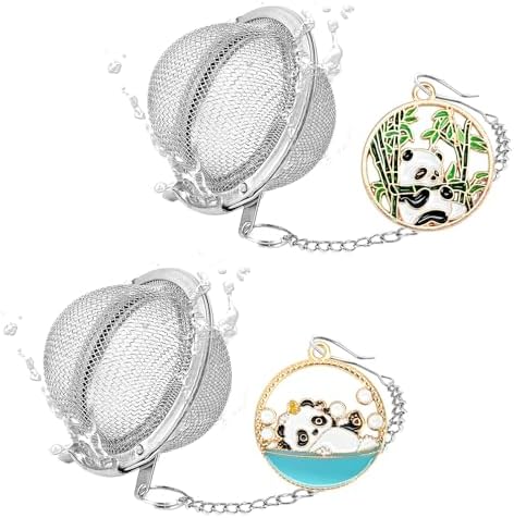 2Pcs Tea Infuser,2.1” Tea Ball with Panda Pendant,Tea Steeper,Tea Strainer