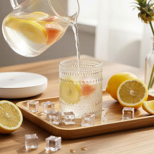 Moretoes Cocktail Glasses10 OZ Hobnail Drinking Glasses Set of 6