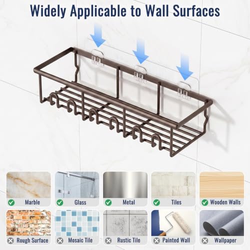 5 Pack Adhesive Bathroom Holders & Dispensers for Kids & Adults, Brown