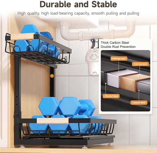 Sevenblue 2-Pack 2-Tier Height Adjustable Under Sink Organizer & Storage