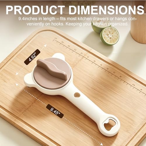 4-in-1 Jar Opener for Seniors & Weak Hands, Adjustable Stainless Steel Opener for Jars, Beer Bottles, and Salad Dressing – Easy-Grip Kitchen Tool (White)