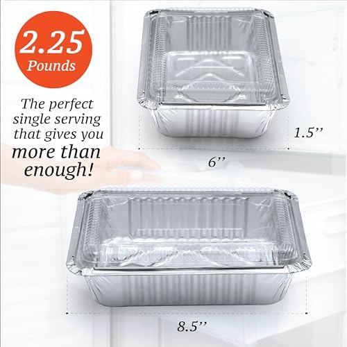 (110 Pack) 2.25LB Aluminum Containers with Lids 8.5"x6" - Disposable Foil Pans for Takeout, Baking, Freezing, Food Storage - Aluminum Pans, To Go Containers with Plastic Lids