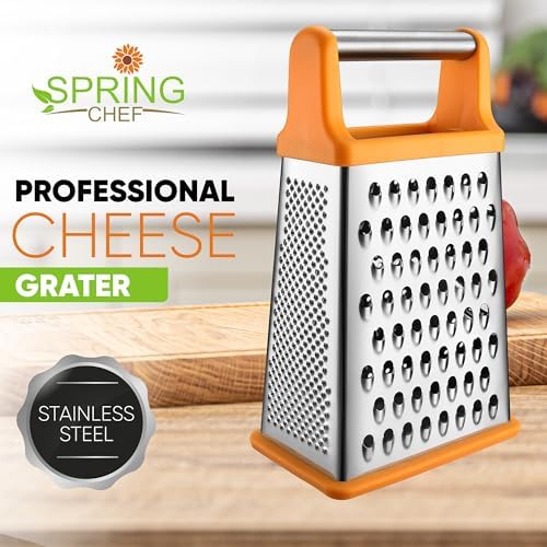 Spring Chef Stainless Steel XL Cheese Grater for Kitchen, Mango