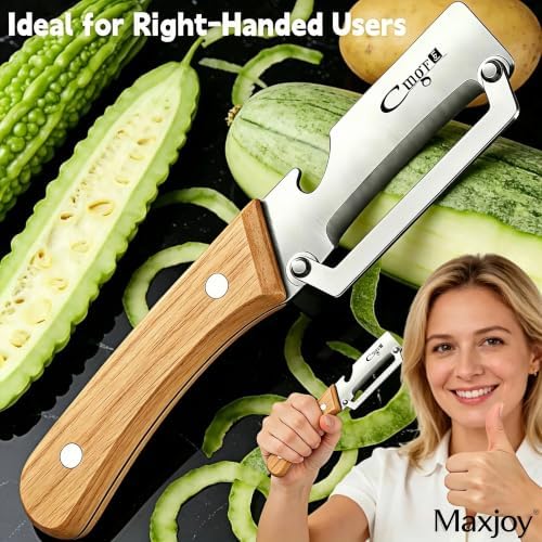 Maxjoy Vegetable Peeler, Stainless Steel Wooden Handle for Potato, Fruit