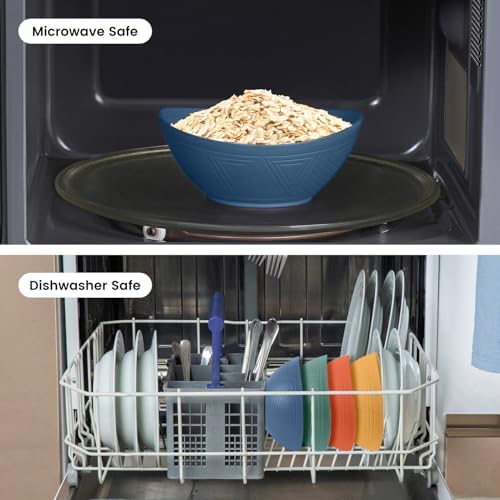 10 OZ Wheat Straw Bowls Set of 4 - Unbreakable Snack Bowls (Multi)