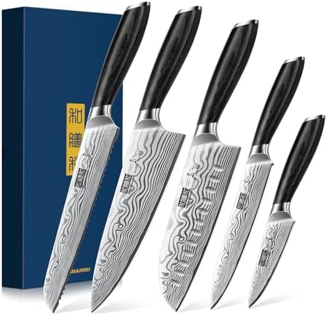 HOSHANHO 5 Pieces Knife Set, High Carbon Powder Steel Forged Chef Knife Set