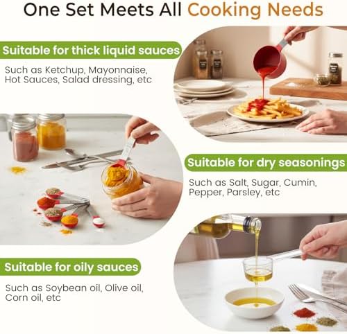 16PCS Measuring Cups and Spoons Set, Measuring Spoon Set with Metric and US Measurements, Fits for Measuring Dry and Liquid (Red)