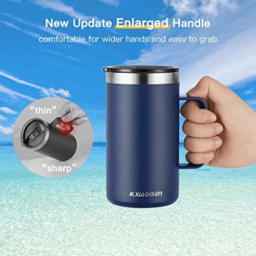 KXIAOCHEN 2-Pack 20 oz Insulated Coffee Mugs, Coffee Cups with Wide Handles