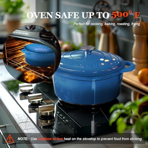 Overmont Enameled Cast Iron Dutch Oven - 7QT Pot with Lid Cookbook