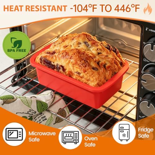 CAKETIME Mini Loaf Pans - 5.7x3.3 Silicone Bread Loaf Pans for Baking