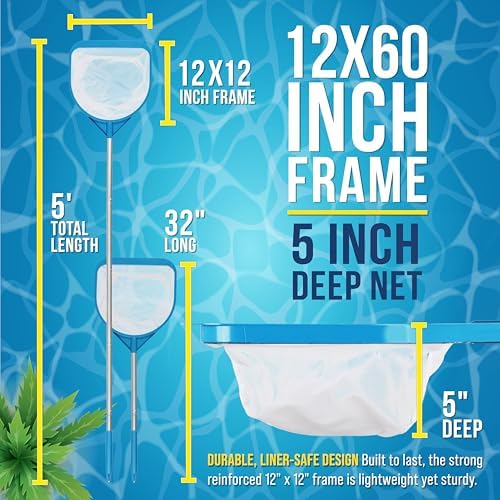 U.S. Pool Supply Pool and Spa Skimmer Net with Pole, Handheld Ultra-Fine
