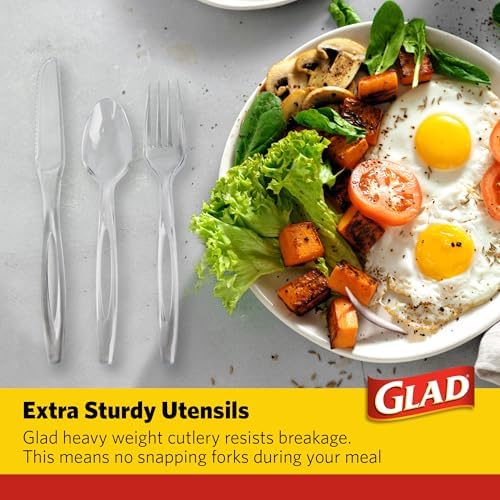 Glad Clear Disposable Plastic Cutlery Set, 120 Count Value Size, 6-Pack