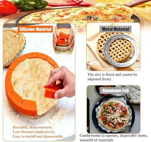 Easily Adjustable Silicone Pie Crust Protector, Fits8-11.5" Pie Crust
