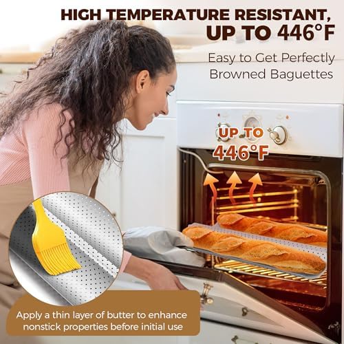Yupjlia Baguette Bread Pan, Nonstick Perforated French Bread Baking Pan