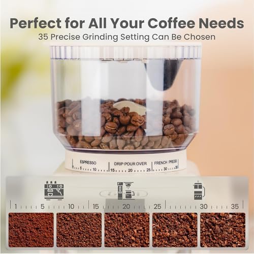 Gevi Burr Grinder,35 Grind Espresso Drip French Press,Anti-Static Beige