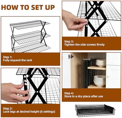 4 Tier Collapsible Cooling Rack Sourdough Cooling Rack 17"x10"