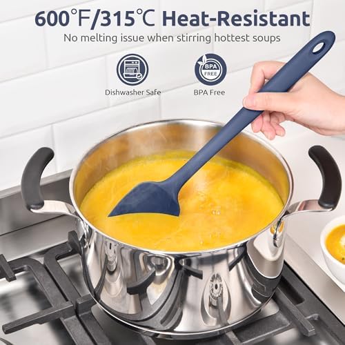 U-Taste 14" Long Silicone Spoonula, 600°F High Temp Spatula, Midnight Blue
