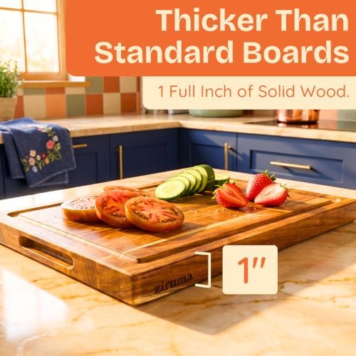 Non-Toxic Acacia Wood Cutting Board, Mineral Oil & Plastic Free, 16x11 in
