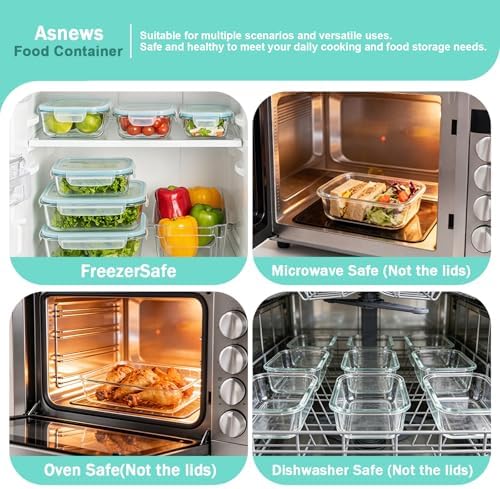 8 Pack Glass Food Storage Containers with Lids(Green)