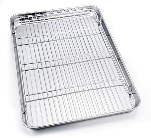 P&P CHEF Stainless Steel Baking Sheet with Rack Set for Cookie, 19.6 Inch