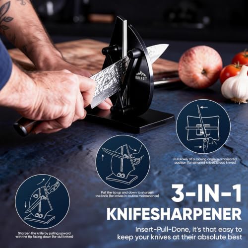 VN3 Professional Knife Sharpener | 3-Action Tungsten Carbide, Black