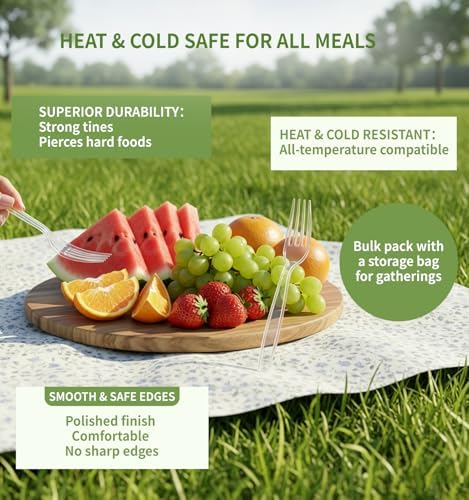 390 Count Extra Heavy Duty Disposable Clear Plastic Silverware,Bulk