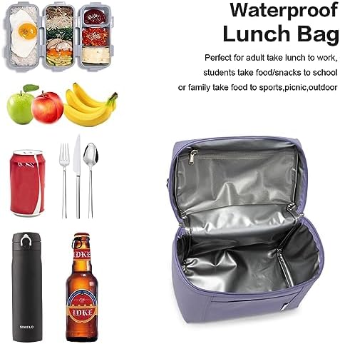 NOL 8L Insulated Lunch Bags for Women Cooler Bag Lightweight Nylon Waterproof Lunch Box For Work (Light purple, Medium(normal))