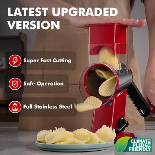 Geedel Upgraded Rotary Cheese Grater Hand Crank, Vegetable Shredder Slicer