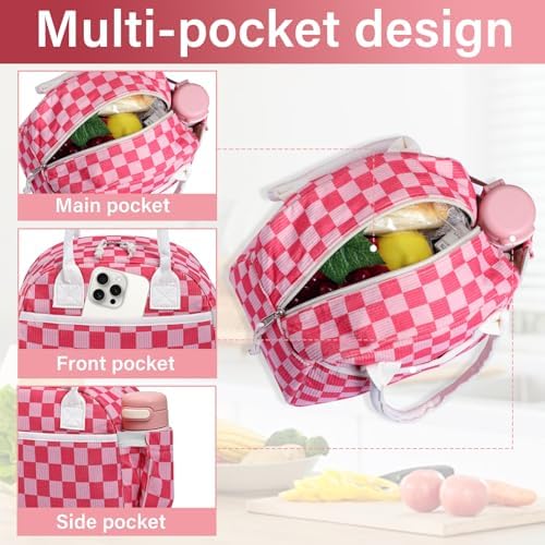 Carry bloom Lunch Box for Women, Insulated Lunch Bag Cute Corduroy Lunchbag