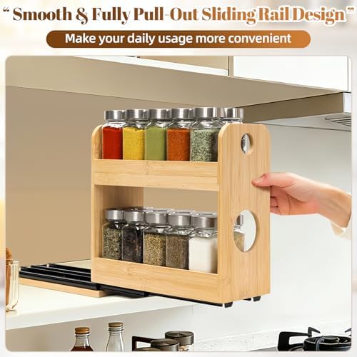 2-Tier Pull Out Spice Rack Organizer for Cabinet Kitchen Pantry