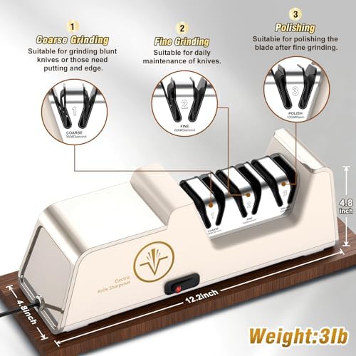 VIDOME Electric Knife Sharpener, Champagne Gold & White