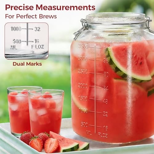 Large Glass Jars with Airtight Lids 1.1 Gallon 2 Pack Flour Jar