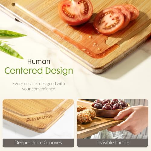 Astercook Large Bamboo Cutting Board for Kitchen