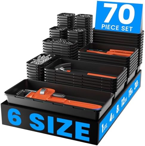 A-LUGEI【𝟳𝟬pcs 𝟲𝗦𝗶𝘇𝗲】 Tool Box Organizer and Storage drawer organizer