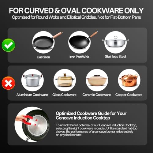 BOOROS 1800W Induction Wok Cooker, Concave Burner with 13.8" Wok