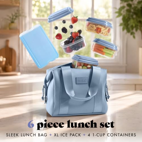 Fit & Fresh Remi Neoprene Lunch Bag for Women w/Ice Pack & Containers