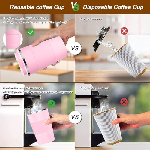 Insulated Travel Coffee Mug, Stainless Steel Coffee Cup with Leakproof Lid